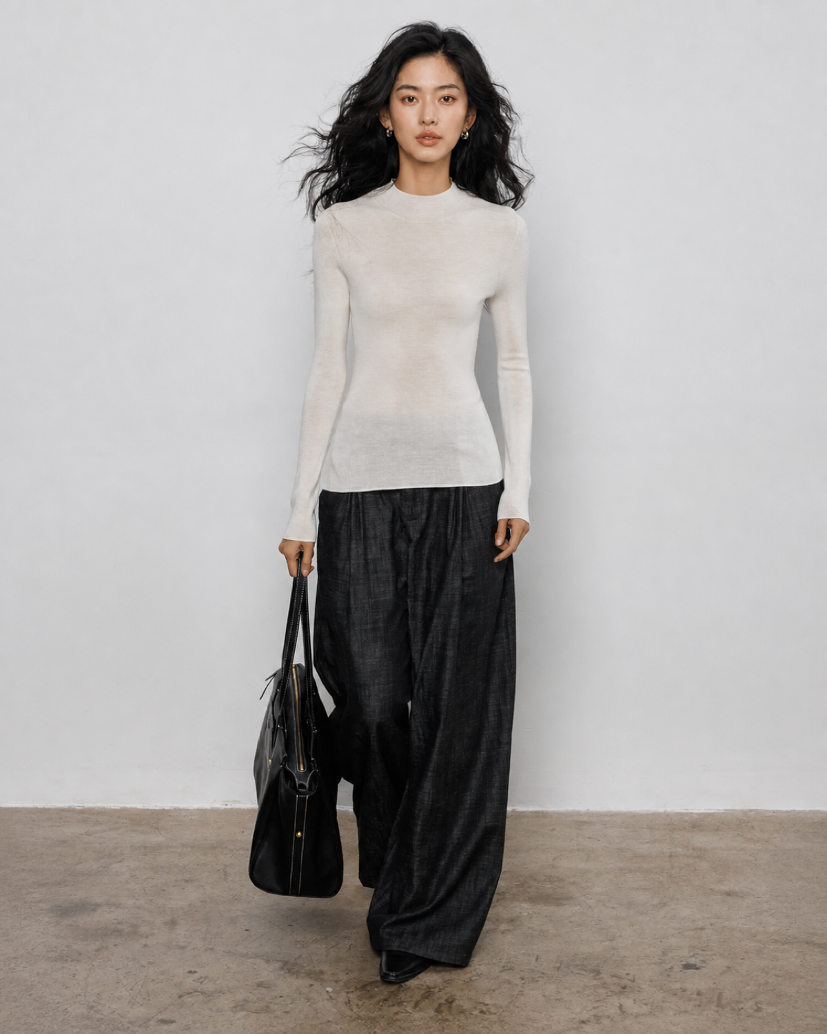 リブハイネックニット