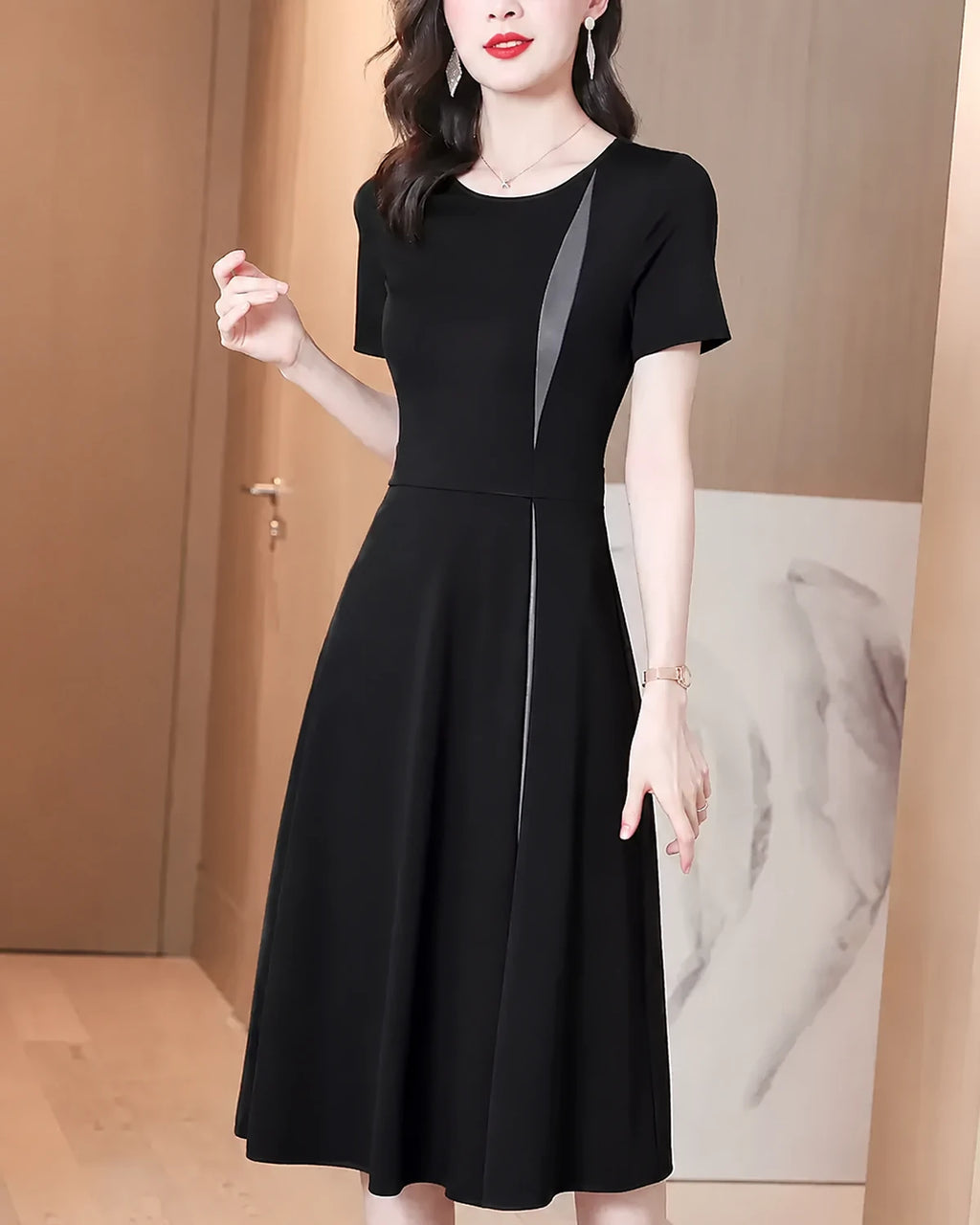 配色ロングワンピース