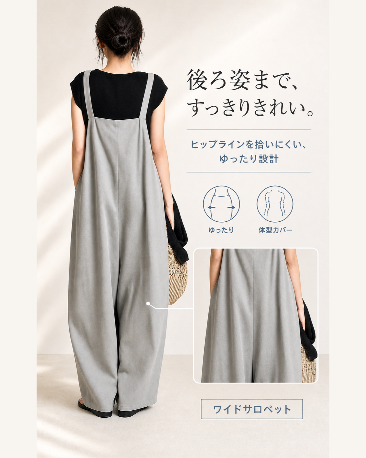 マルチカラー ルーズ ワイドサロペット