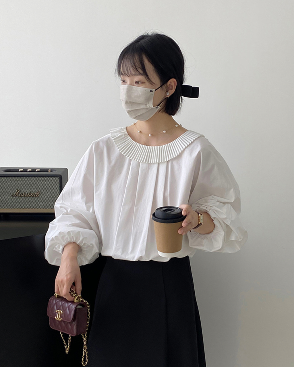 ホワイト ルーズシャツ